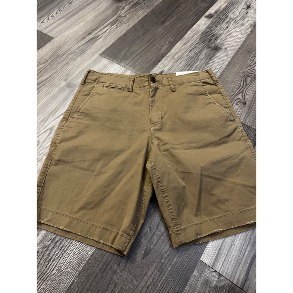 American Eagle Lived-In Khaki Shorts Mens 31 Brown Flex Chino Flat Front New